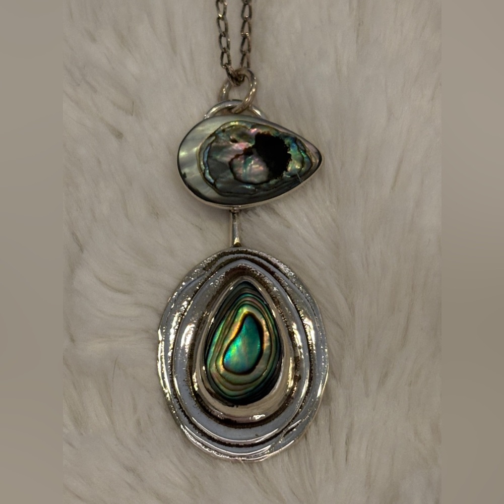 NEW Abalone Pendant Necklace 925 Sterling Silver MEXICO "House of Bangles"